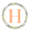 H Monogram, Flower Wreath, Personalizable