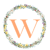 W Monogram, Flower Wreath, Personalizable