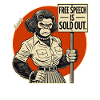 Gorilla mit Schild: Meinungsfreiheit ausverkauft