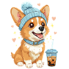 Bubble Tea Corgi Dog Beanie Carino Amante dei Cani
