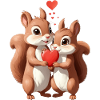 Couple Squirrel Holding Heart