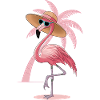 Flamingo with sun hat