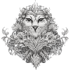 Lion à motifs floraux