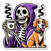Skeleton Coffee Lover with Dog