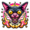 Fierce Sphynx Cat Valentine Flames