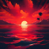 Vibrant Sunset Over Ocean Scene