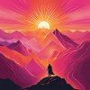Adventurer at Sunset Mountain Peaks