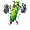 Funny cucumber lifting weights
