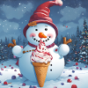 Schneemann mit Eis