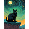 Cat Painting Red Black Cat