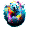 Bemalter Eisbär beim Schwimmen