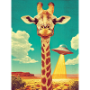 Retro Giraffe with UFO