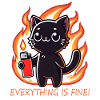 Black cat in flames