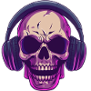 Purple skull with headphones