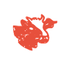 Red Retro Cow Art