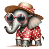Elephant in pajamas with sunglasses