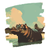 Hippopotamus Retro