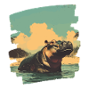 Nilpferd Retro