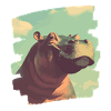 Hippopotame Rétro