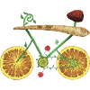 Fruchtiges Fahrraddesign mit Orangenscheiben