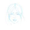 Frau Gesicht hellblaue Illustration