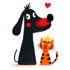 Dog in love with cat