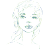 Woman face illustration green