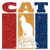 Cat On Books Retro Design