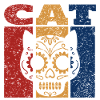 Sugar Skull Cat Retro Design
