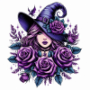 Witch with violet roses