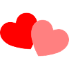 2 Hearts - red and pink