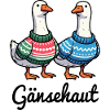 Gänsehaut - Gänse mit Strickpullovern