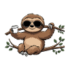 Chilling sloth with coffee