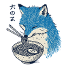 Kitsune Fox Ramen Noodles Kawaii Japan Retro