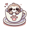 Tired sloth with coffee