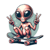 Alien Skateboard Skater Skate