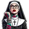 Nun with tattoo