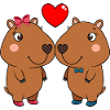 Duo d’animaux mignons avec cœur