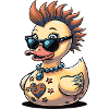 Naughty punk duck with heart