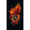 Phoenix Skull in Flames and Roses