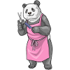 Panda Coiffe Ciseaux Peigne