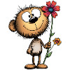 Cheerful bear with flower