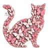 Pink cat made of butterflies