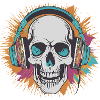 Skull with headphones