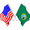 USA and Washington state flag crossed