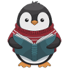 Cozy Penguin with Book Motif