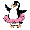 Cheerful penguin in ballet style