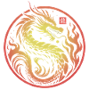 dragon feu cercle jaune rouge
