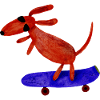 Dachshund on skateboard