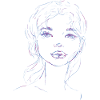 Woman face illustrationpurple blue